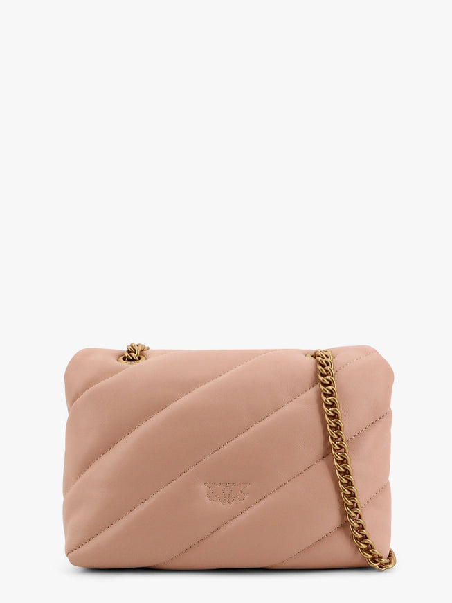 Pinko Matelassé Leather Shoulder Bag With Iconic Love Birds Buckle