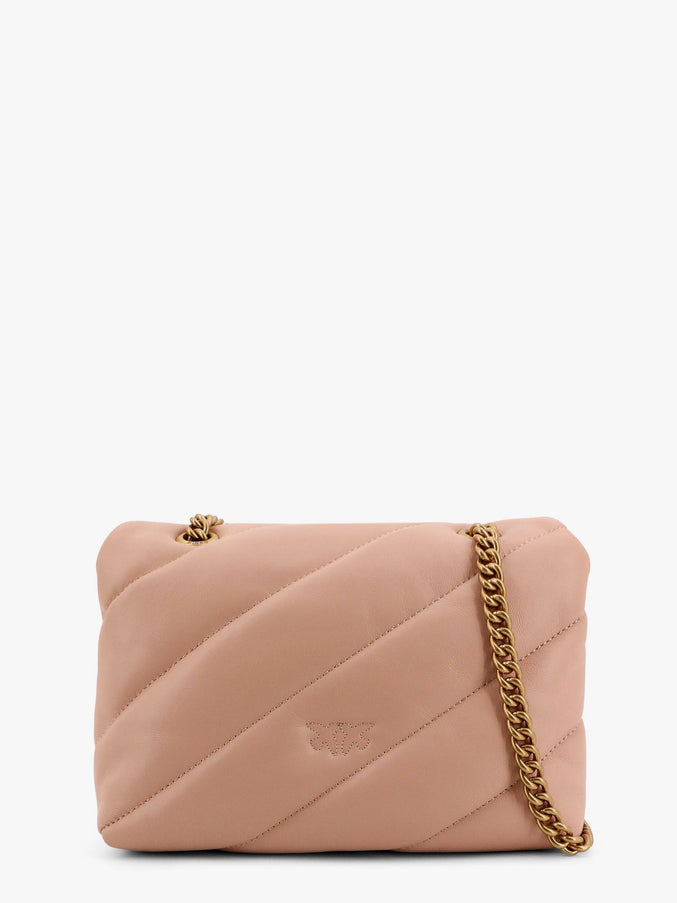 Pinko Matelassé Leather Shoulder Bag With Iconic Love Birds Buckle