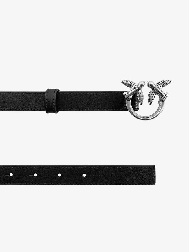 Pinko Love Berry Leather Belt With Love Birds Buckle