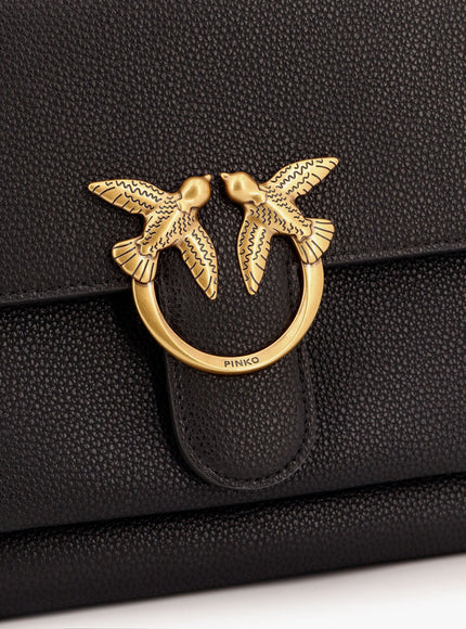 Pinko Leather Shoulder Bag With Metal Love Birds Buckle