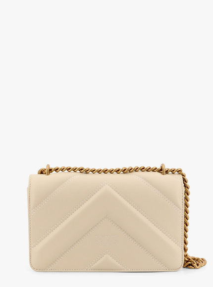 Pinko Matelassé Leather Shoulder Bag With Love Birds Buckle
