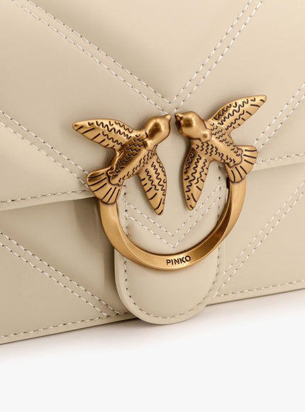 Pinko Matelassé Leather Shoulder Bag With Love Birds Buckle