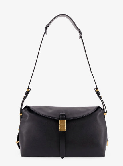 Pinko Leather Shoulder Bag With Metal Detail With Engraved Logo Uni Nero