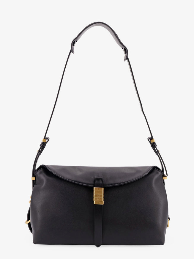 Pinko Leather Shoulder Bag With Metal Detail With Engraved Logo Uni Nero