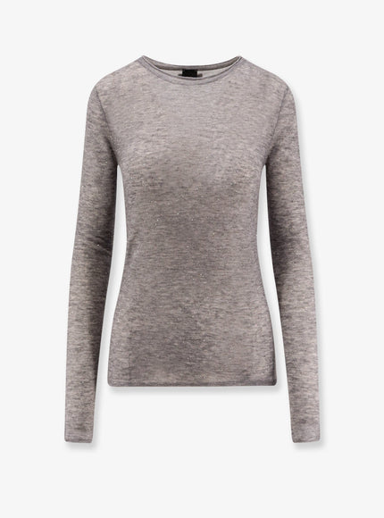 Pinko Pico Wool Top With Rhinestones Grigio