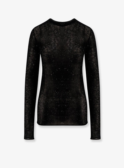 Pinko Pico Wool Top With Rhinestones Nero