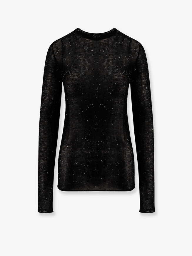Pinko Pico Wool Top With Rhinestones Nero
