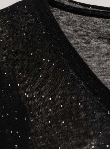 Pinko Salomone Wool Sweater With Micro Sequins