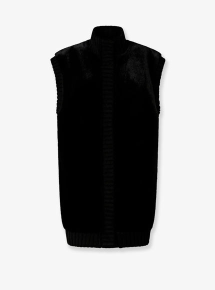 Pinko Genovese Long Faux Fur Vest Nero