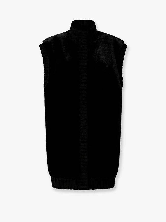 Pinko Genovese Long Faux Fur Vest Nero