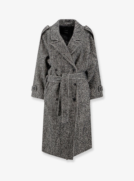 Pinko Carrube Chevron Cloth Coat Nero