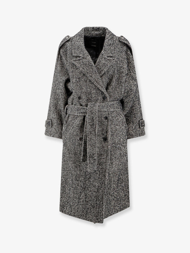 Pinko Carrube Chevron Cloth Coat Nero