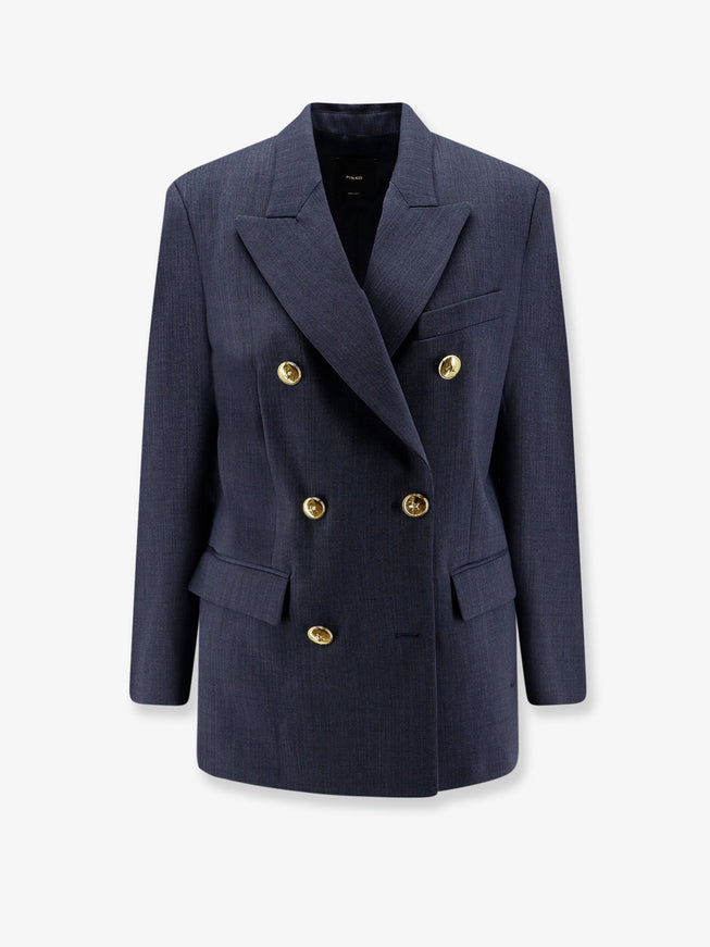 Pinko New Guinea Woven Wool Blazer Blu