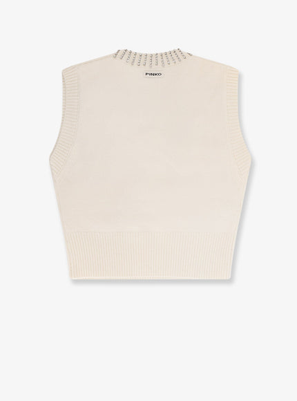 Pinko Wool Blend Vest With Rhinestones