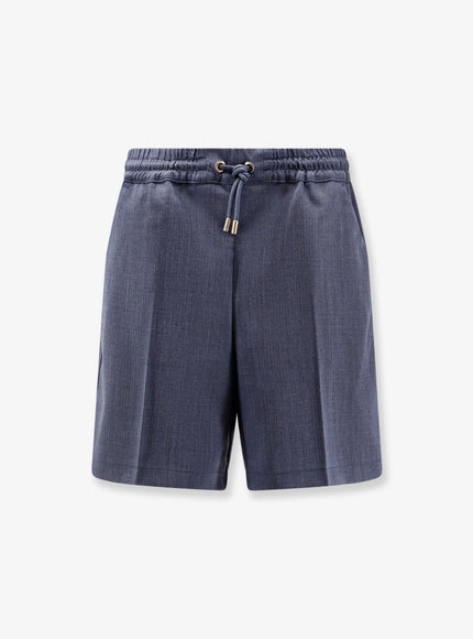 Pinko Scarola Textured Wool Bermuda Shorts Blu