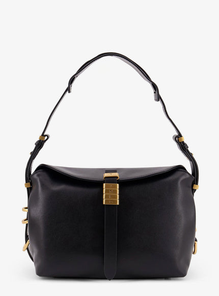 Pinko Leather Shoulder Bag With Metal Logo Detail Uni Nero