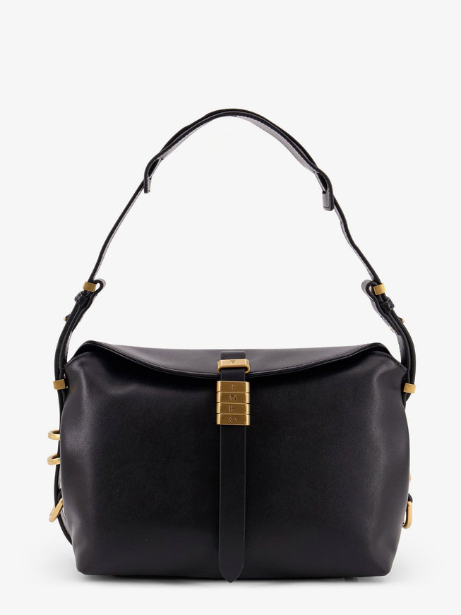 Pinko Leather Shoulder Bag With Metal Logo Detail Uni Nero