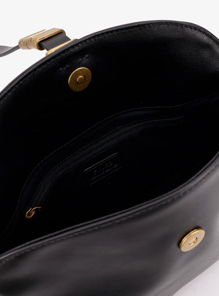 Pinko Leather Shoulder Bag With Metal Logo Detail