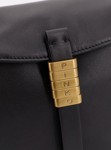 Pinko Leather Shoulder Bag With Metal Logo Detail