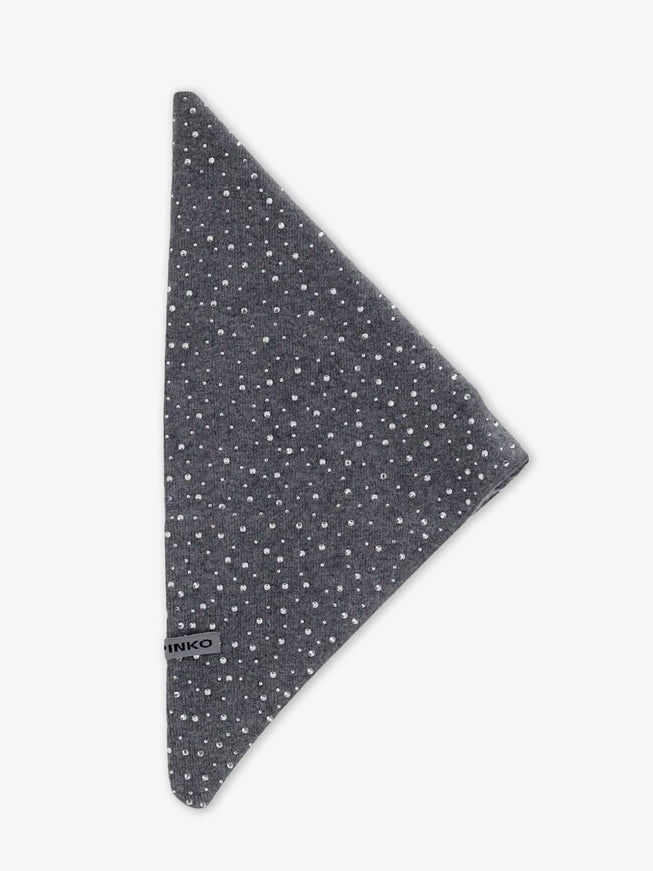 Pinko Svizzera Wool Scarf With Rhinestones Uni Grigio