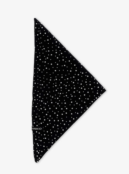 Pinko Svizzera Wool Scarf With Rhinestones Uni Nero