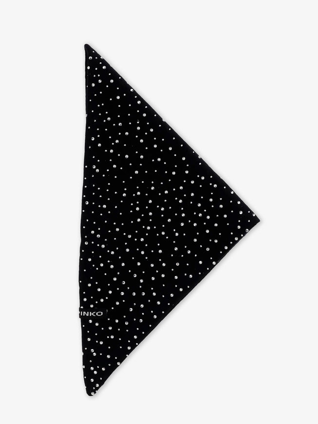 Pinko Svizzera Wool Scarf With Rhinestones Uni Nero