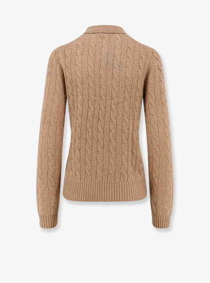 Braided Knit Wool And Cashmere Polo Shirt