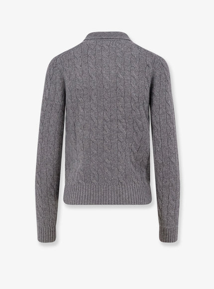Braided Knit Wool And Cashmere Polo Shirt