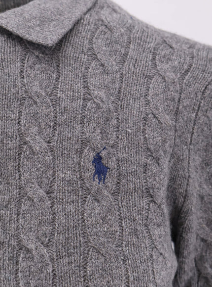 Braided Knit Wool And Cashmere Polo Shirt