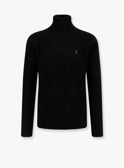 Polo Ralph Lauren Wool And Cashmere Sweater With Frontal Logo Polo Black