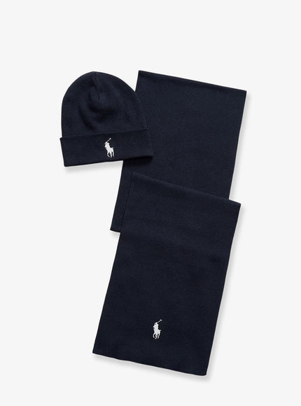 Polo Ralph Lauren Cotton Hat And Scarf Set Uni Navy Heather