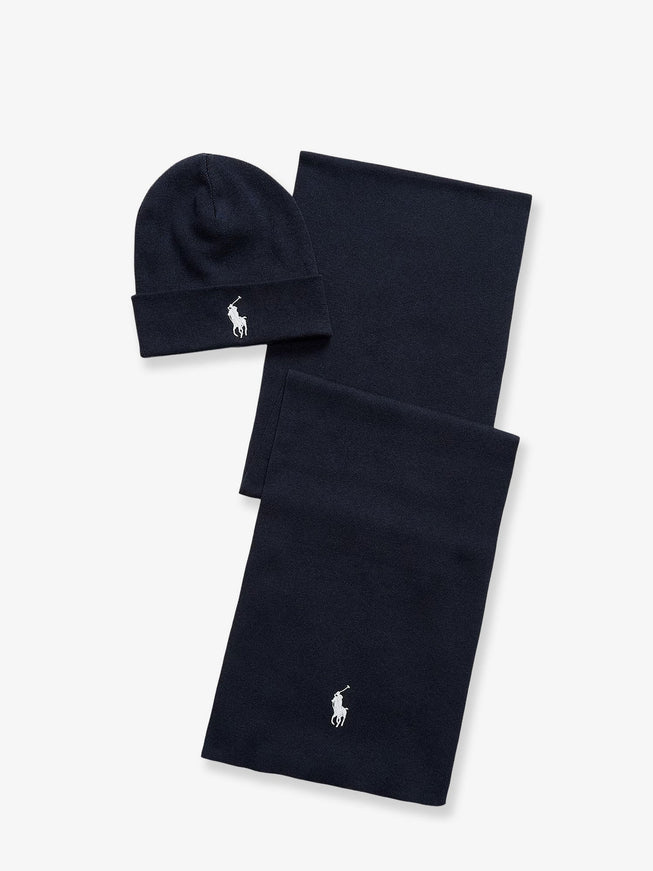 Polo Ralph Lauren Cotton Hat And Scarf Set Uni Navy Heather