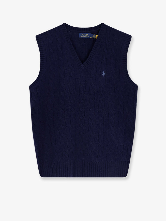 Polo Ralph Lauren Cable Knit Wool And Cashmere Vest Hunter Navy