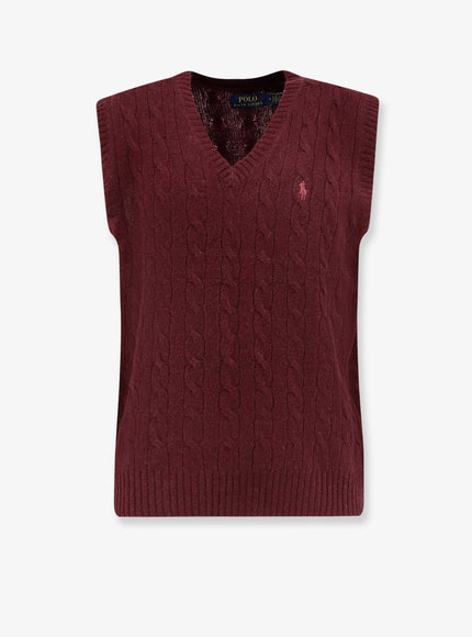 Polo Ralph Lauren Cable Knit Wool And Cashmere Vest Aged Wine Heather