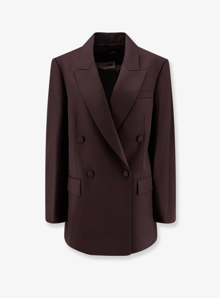 R2W Viora Wool Blend Double-Breasted Blazer Marrone