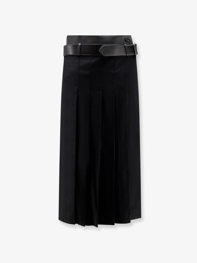 R2W Nayla Pleated Wool Trousers Skirt Nero