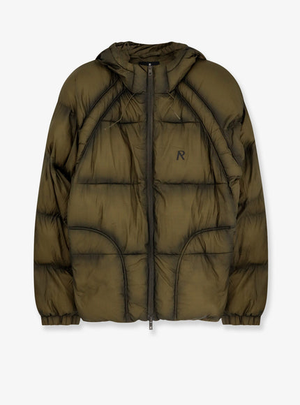 Represent Padded And Quilted Down Jacket Dark Olive