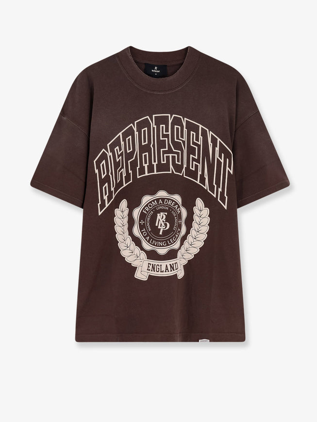 Represent Legacy Crest Cotton T-Shirt With Distressed Effect Nero