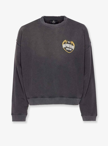 Represent Cotton Sweatshirt With Distressed Effect Stained Black