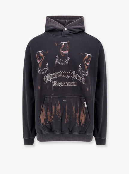 Represent Cotton Sweatshirt With Frontal Thoroughbred Print Vintage Black
