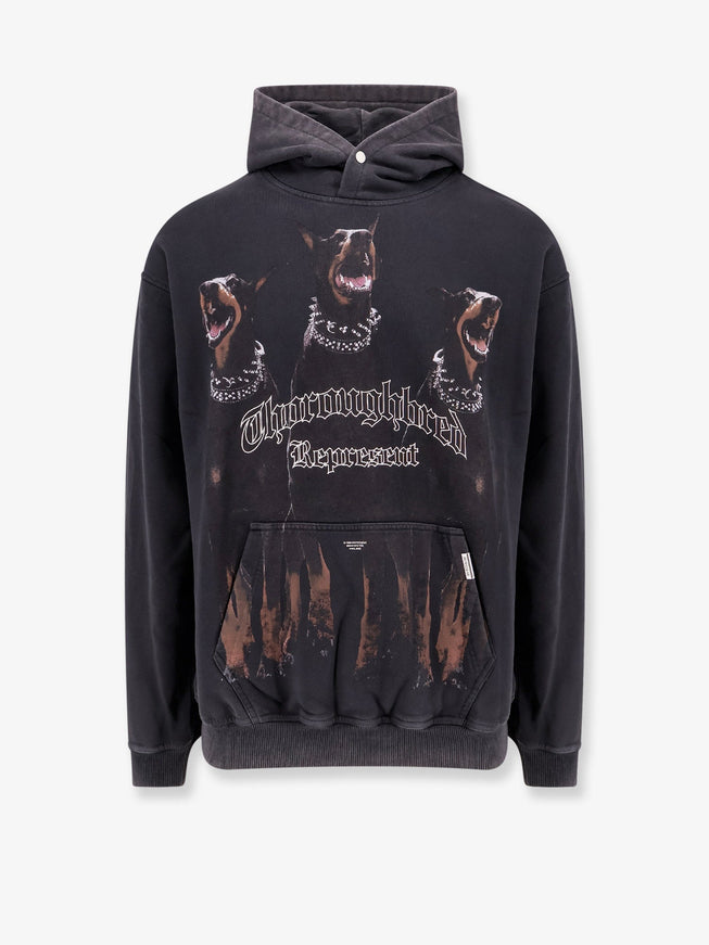 Represent Cotton Sweatshirt With Frontal Thoroughbred Print Vintage Black