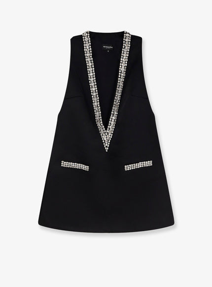 Retrofete Nancie Satin Mini Dress With Rhinestones Black