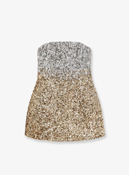 Retrofete Kameron Mini Dress With Sequins Silver Gold