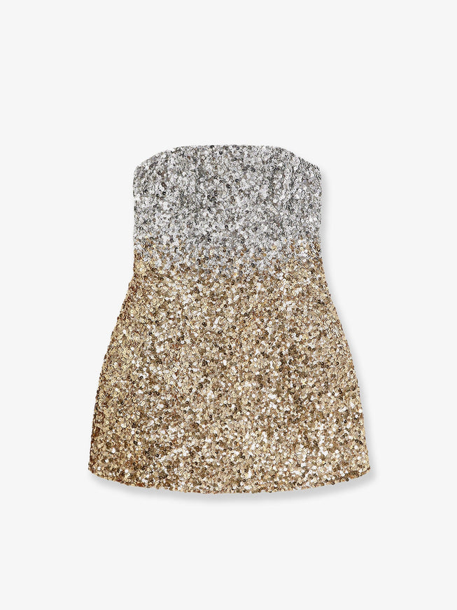 Retrofete Kameron Mini Dress With Sequins Silver Gold