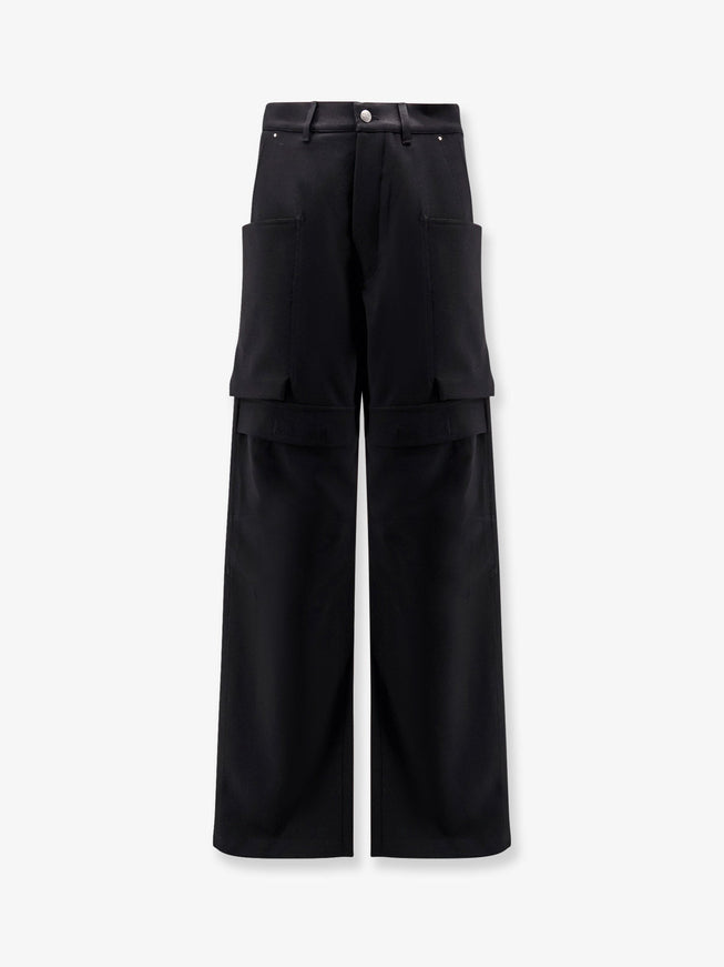 Rick Owens Stefan Cargo Virgin Wool Trousers Nero