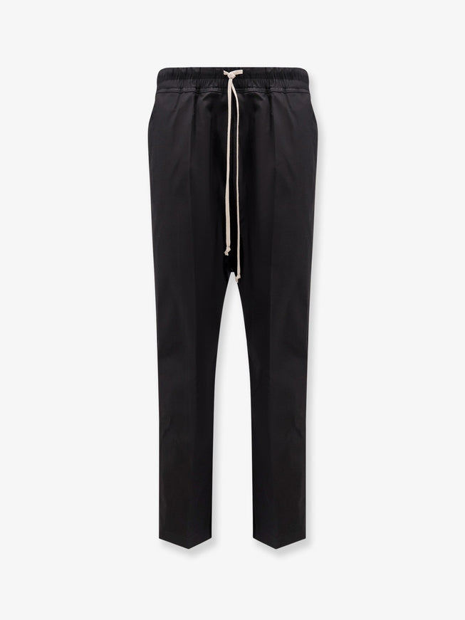 Rick Owens Drawstring Long Certified Cotton Trousers Nero
