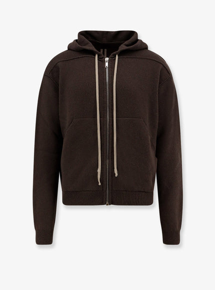 Rick Owens Cashmere Hooded Sweatshirt Grigio Scuro
