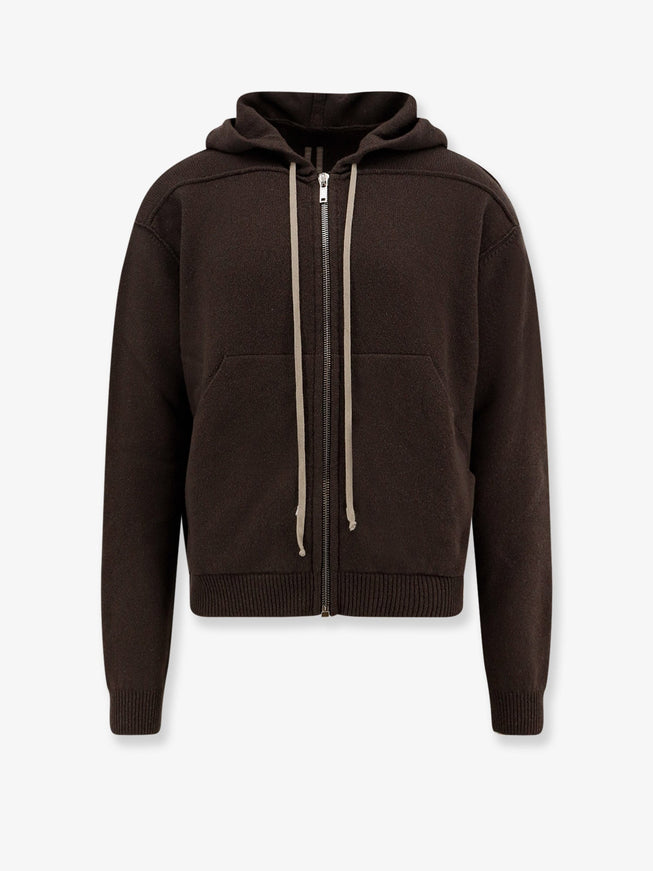 Rick Owens Cashmere Hooded Sweatshirt Grigio Scuro