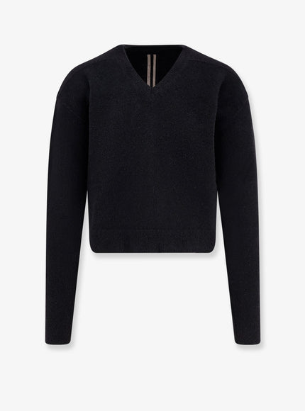 Rick Owens Tommy V Neck Alpaca Blend Sweater Nero