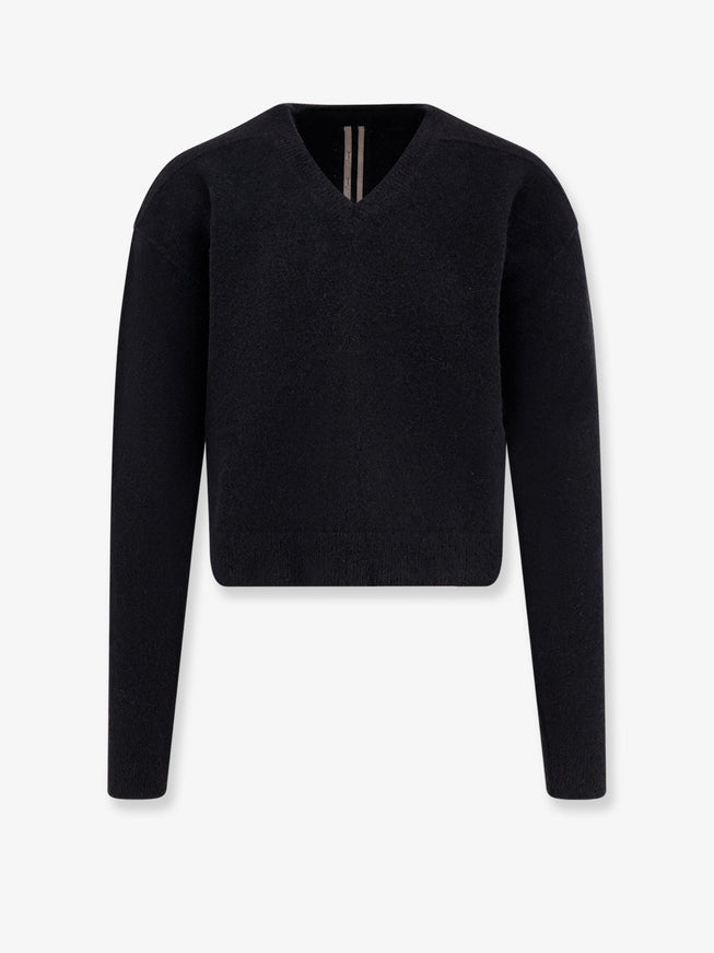 Rick Owens Tommy V Neck Alpaca Blend Sweater Nero